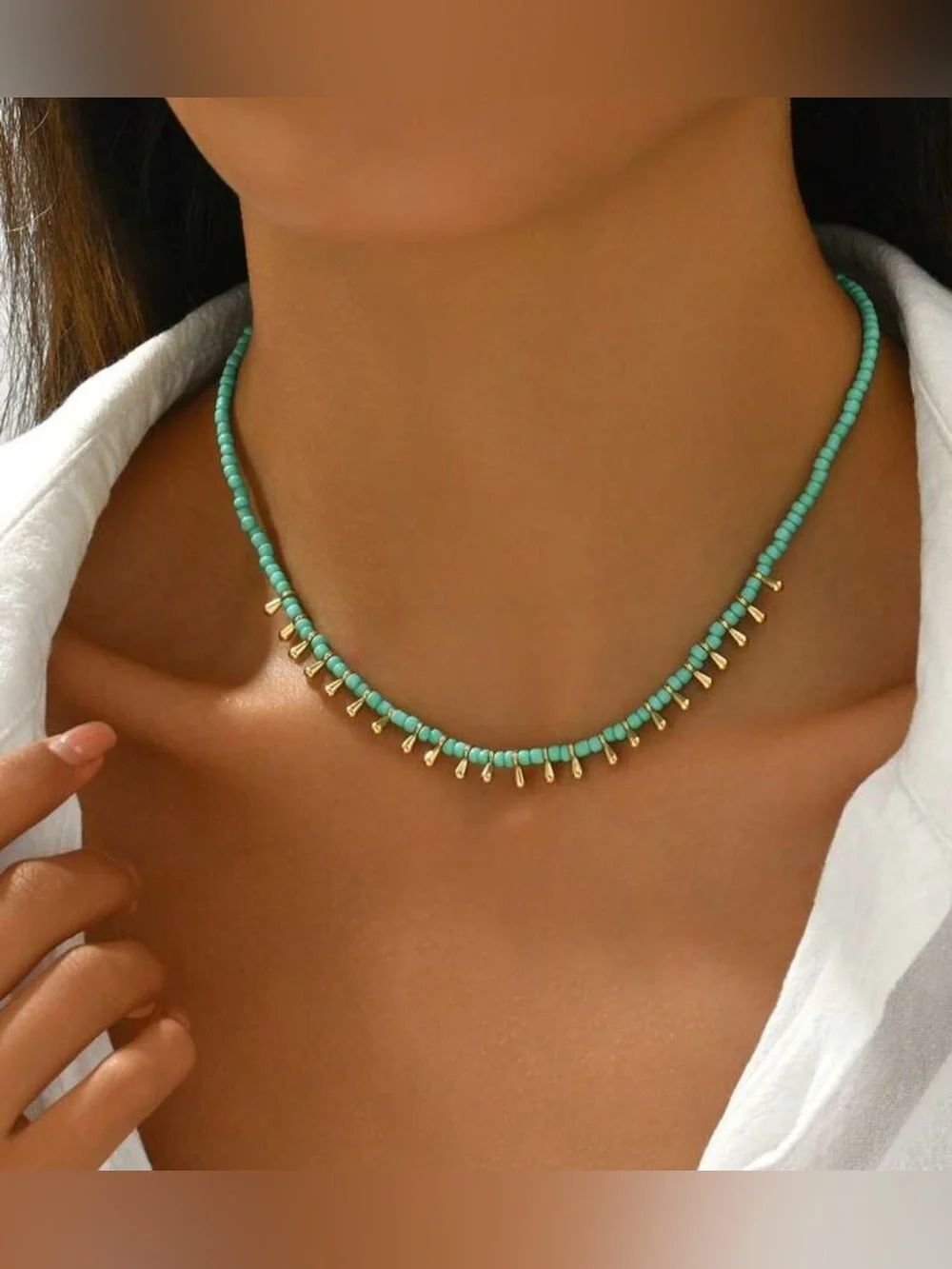 Mint green Beaded Necklace N1505